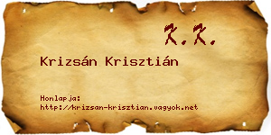 Krizsán Krisztián névjegykártya