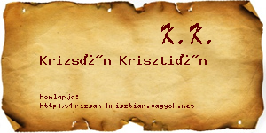 Krizsán Krisztián névjegykártya